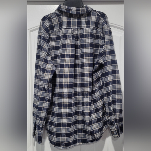 Lands' End Navy and Cream Plaid Shirt - Picture 2 of 5
